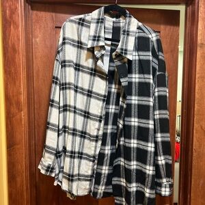 Plus Size Flannel that is Black and white Two Toned